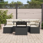 vidaXL Set de canapele pentru grădină cu pernă 7 pcs negru și crem vidaXL Set de canapele pentru grădină cu pernă 7 pcs negru și crem
