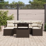 vidaXL Set de canapele pentru grădină cu pernă 7 pcs maro și crem