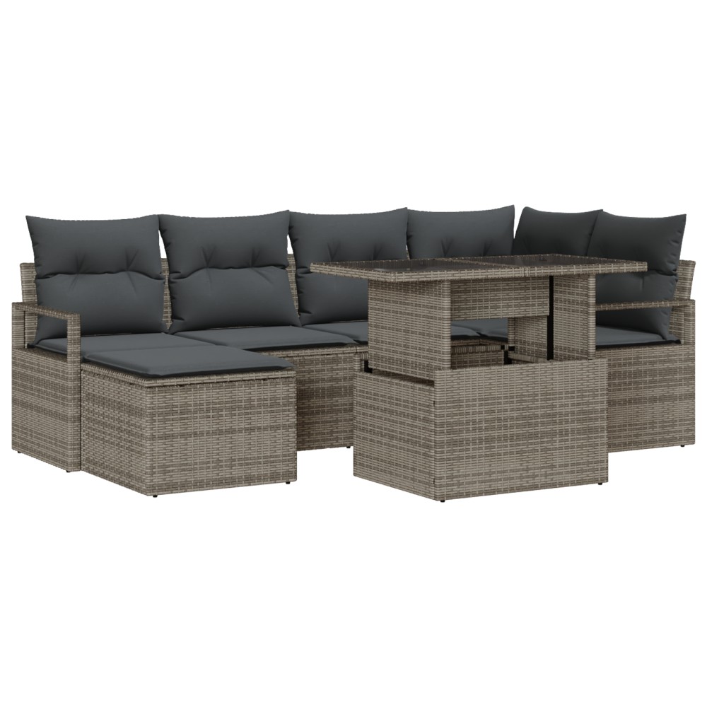 vidaXL Set de canapele pentru grădină cu pernă 7 pcs Gri