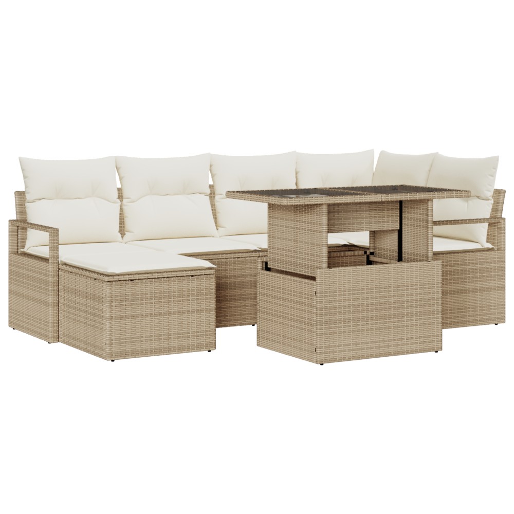 vidaXL Set de canapele pentru grădină cu pernă 7 pcs bej și crem