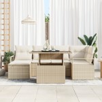 vidaXL Set de canapele pentru grădină cu pernă 7 pcs bej și crem vidaXL Set de canapele pentru grădină cu pernă 7 pcs bej și crem