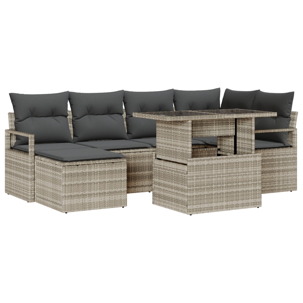 vidaXL Set de canapele pentru grădină cu pernă 7 pcs Gri deschis
