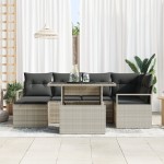 vidaXL Set de canapele pentru grădină cu pernă 7 pcs Gri deschis