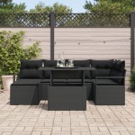 vidaXL Set de canapele pentru grădină cu pernă 7 pcs Negru