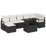 vidaXL Set de canapele pentru grădină cu pernă 8 pcs negru și crem