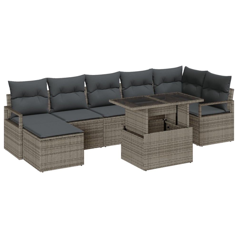 vidaXL Set de canapele pentru grădină cu pernă 8 pcs Gri