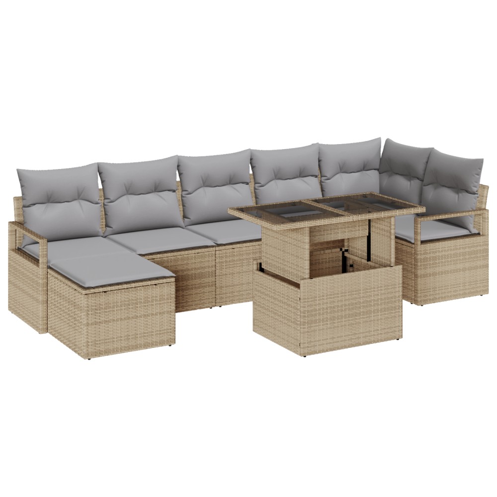 vidaXL Set de canapele pentru grădină 8 pcs bej și gri deschis