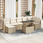 vidaXL Set de canapele pentru grădină cu pernă 8 pcs bej și crem