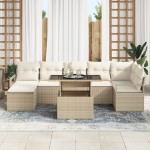 vidaXL Set de canapele pentru grădină cu pernă 8 pcs bej și crem