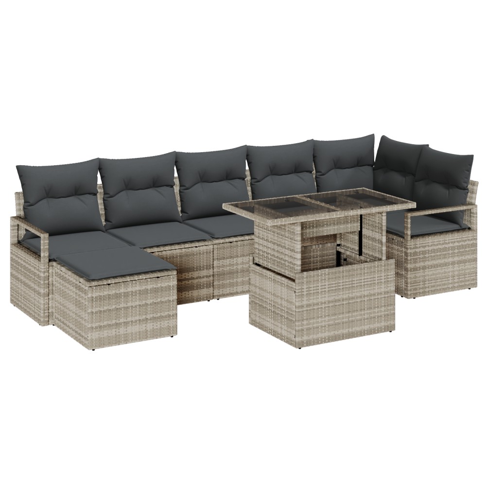 vidaXL Set de canapele pentru grădină cu pernă 8 pcs Gri deschis