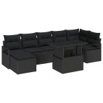 vidaXL Set de canapele pentru grădină cu pernă 8 pcs Negru