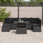vidaXL Set de canapele pentru grădină cu pernă 8 pcs Negru