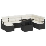 vidaXL Set de canapele pentru grădină cu pernă 9 pcs negru și crem vidaXL Set de canapele pentru grădină cu pernă 9 pcs negru și crem