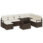 vidaXL Set de canapele pentru grădină cu pernă 9 pcs maro și crem