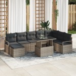 vidaXL Set de canapele pentru grădină cu pernă 9 pcs Gri