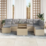 vidaXL Set de canapele pentru grădină 9 pcs bej și gri deschis vidaXL Set de canapele pentru grădină 9 pcs bej și gri deschis