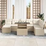 vidaXL Set de canapele pentru grădină cu pernă 9 pcs bej și crem