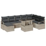 vidaXL Set de canapele pentru grădină cu pernă 9 pcs Gri deschis