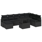 vidaXL Set de canapele pentru grădină cu pernă 9 pcs Negru