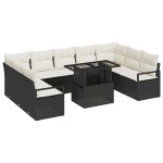 vidaXL Set de canapele pentru grădină cu pernă 10 pcs negru și crem