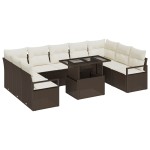 vidaXL Set de canapele pentru grădină cu pernă 10 pcs maro și crem vidaXL Set de canapele pentru grădină cu pernă 10 pcs maro și crem