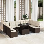vidaXL Set de canapele pentru grădină cu pernă 10 pcs maro și crem vidaXL Set de canapele pentru grădină cu pernă 10 pcs maro și crem