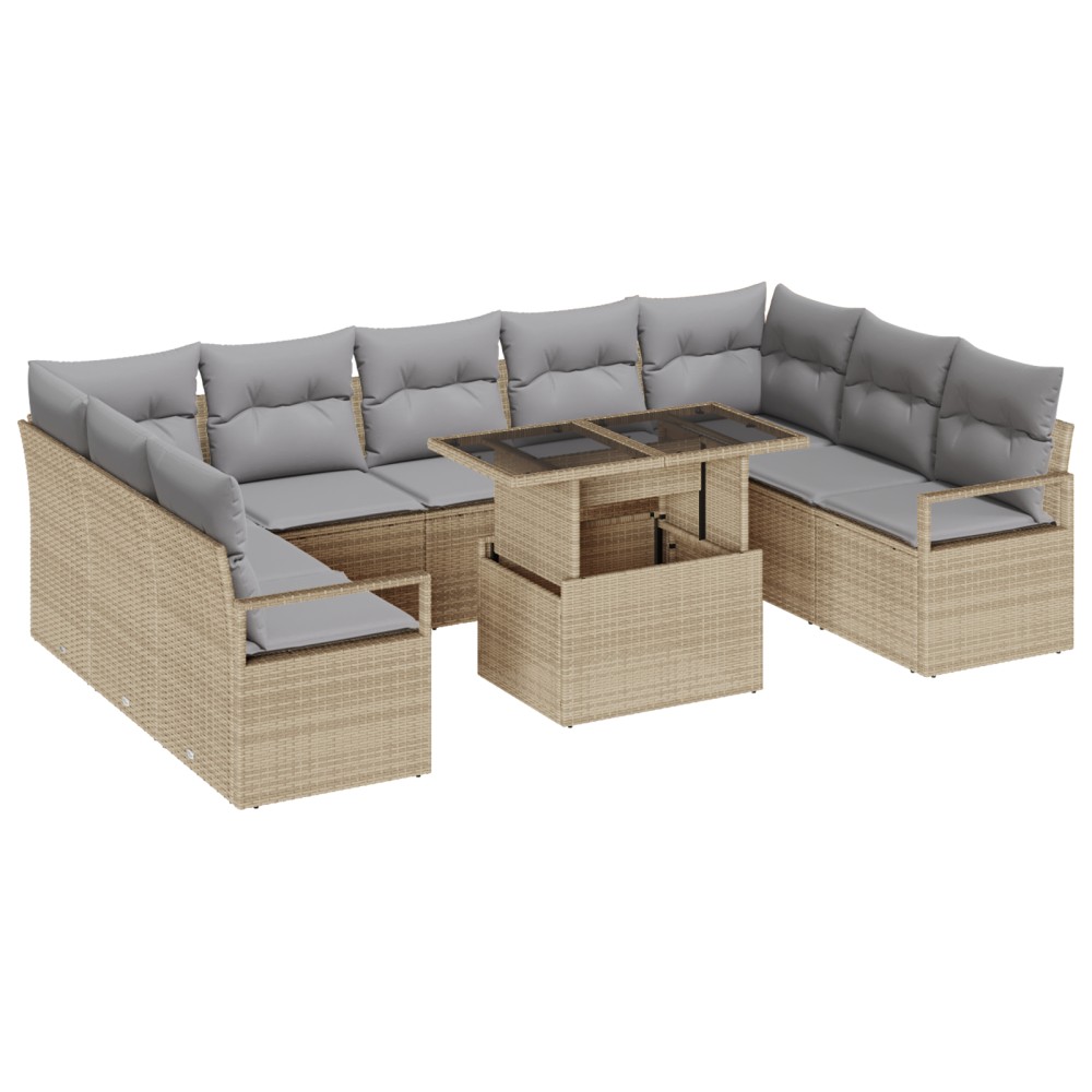 vidaXL Set de canapele pentru grădină Manual 10 pcs bej și gri deschis
