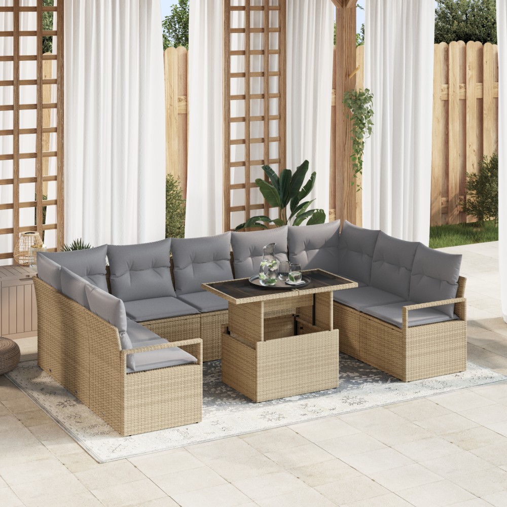vidaXL Set de canapele pentru grădină Manual 10 pcs bej și gri deschis