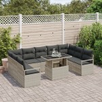 vidaXL Set de canapele pentru grădină cu pernă 10 pcs Gri deschis vidaXL Set de canapele pentru grădină cu pernă 10 pcs Gri deschis