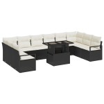 vidaXL Set de canapele pentru grădină cu pernă 11 pcs negru și crem