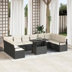 vidaXL Set de canapele pentru grădină cu pernă 11 pcs negru și crem