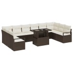 vidaXL Set de canapele pentru grădină cu pernă 11 pcs maro și crem vidaXL Set de canapele pentru grădină cu pernă 11 pcs maro și crem