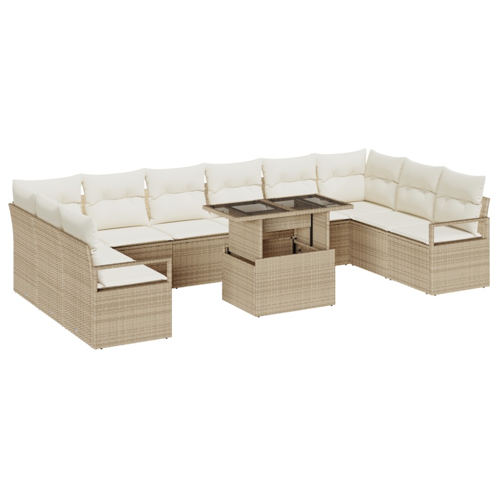 vidaXL Set de canapele pentru grădină cu pernă 11 pcs bej și crem
