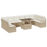 vidaXL Set de canapele pentru grădină cu pernă 11 pcs bej și crem
