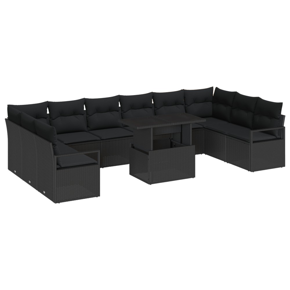 vidaXL Set de canapele pentru grădină 11 pcs Negru 100 x 55 x 73 cm