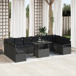vidaXL Set de canapele pentru grădină 11 pcs Negru 100 x 55 x 73 cm