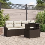 vidaXL Set de canapele pentru grădină cu pernă 5 pcs maro și crem vidaXL Set de canapele pentru grădină cu pernă 5 pcs maro și crem