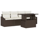 vidaXL Set de canapele pentru grădină cu pernă 5 pcs maro și crem vidaXL Set de canapele pentru grădină cu pernă 5 pcs maro și crem