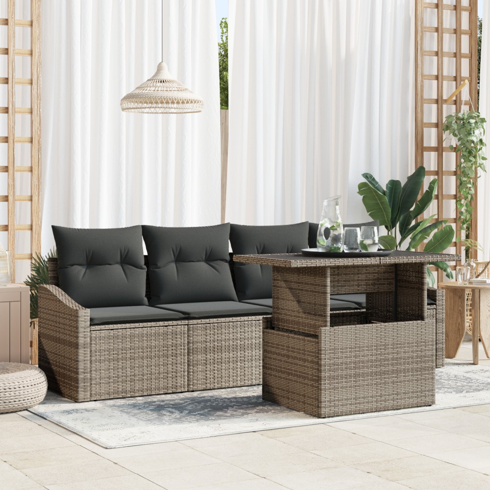 vidaXL Set de canapele pentru grădină 5 pcs Gri 100 x 55 x 73 cm