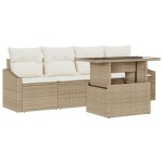vidaXL Set de canapele pentru grădină cu pernă 5 pcs bej și crem vidaXL Set de canapele pentru grădină cu pernă 5 pcs bej și crem