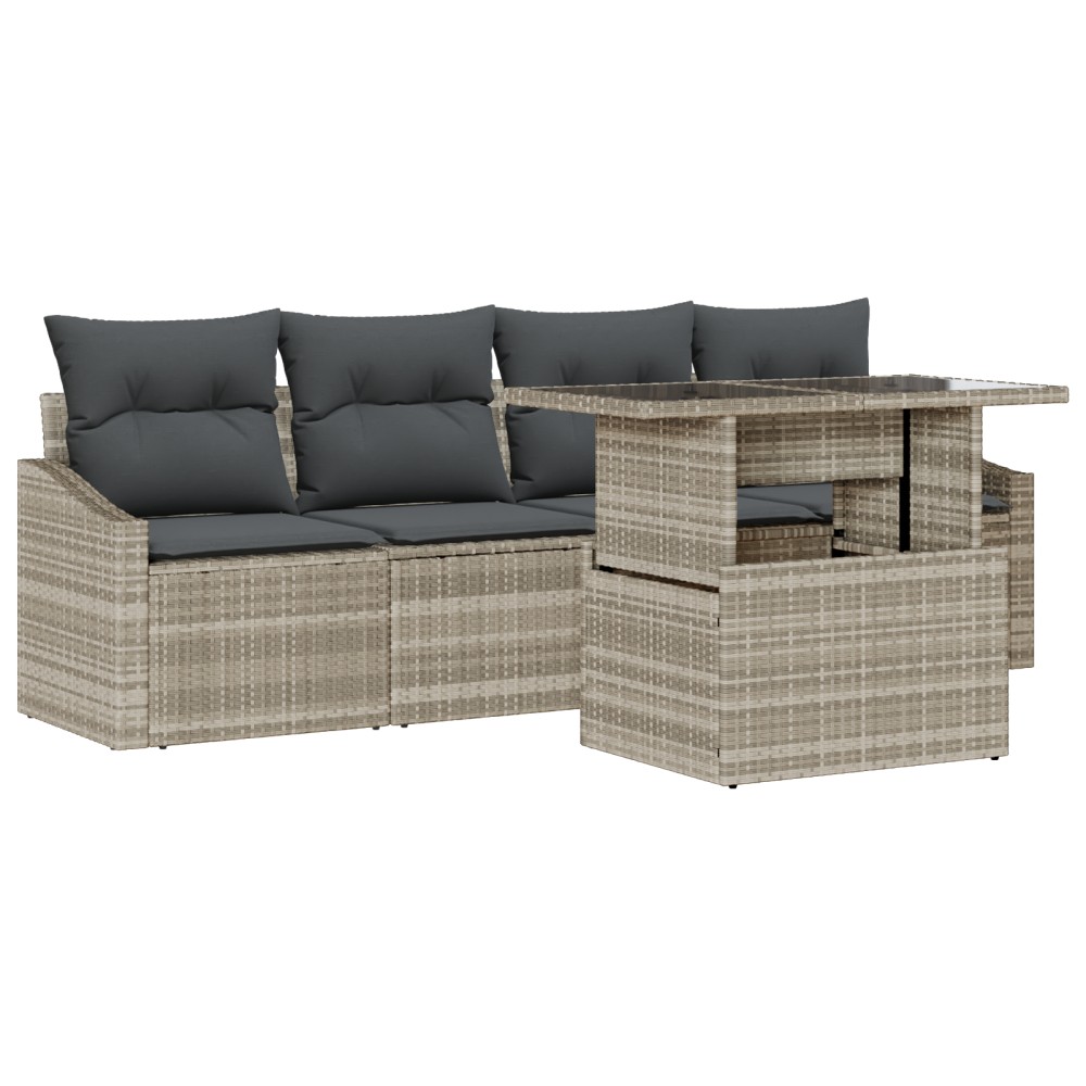 vidaXL Set de canapele pentru grădină cu pernă 5 pcs Gri deschis