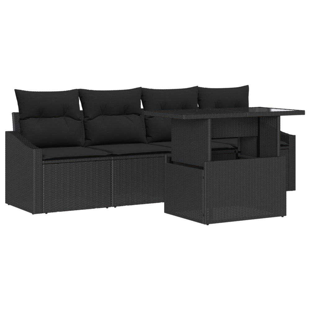 vidaXL Set de canapele pentru grădină 5 pcs Negru 100 x 55 x 73 cm