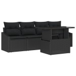vidaXL Set de canapele pentru grădină 5 pcs Negru 100 x 55 x 73 cm