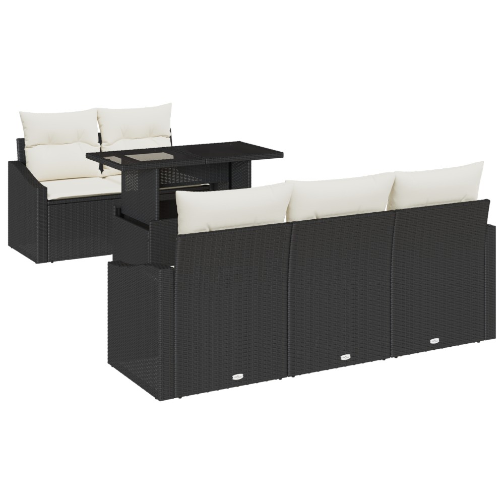 vidaXL Set de canapele pentru grădină cu pernă 6 pcs negru și crem
