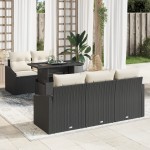 vidaXL Set de canapele pentru grădină cu pernă 6 pcs negru și crem vidaXL Set de canapele pentru grădină cu pernă 6 pcs negru și crem