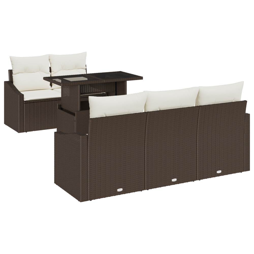 vidaXL Set de canapele pentru grădină cu pernă 6 pcs maro și crem