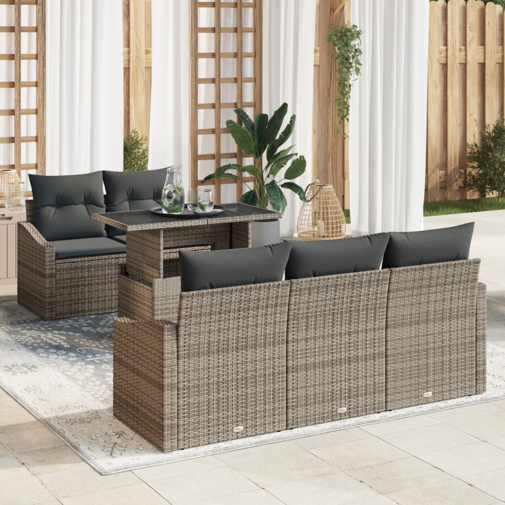 vidaXL Set de canapele pentru grădină 6 pcs Gri 100 x 55 x 73 cm