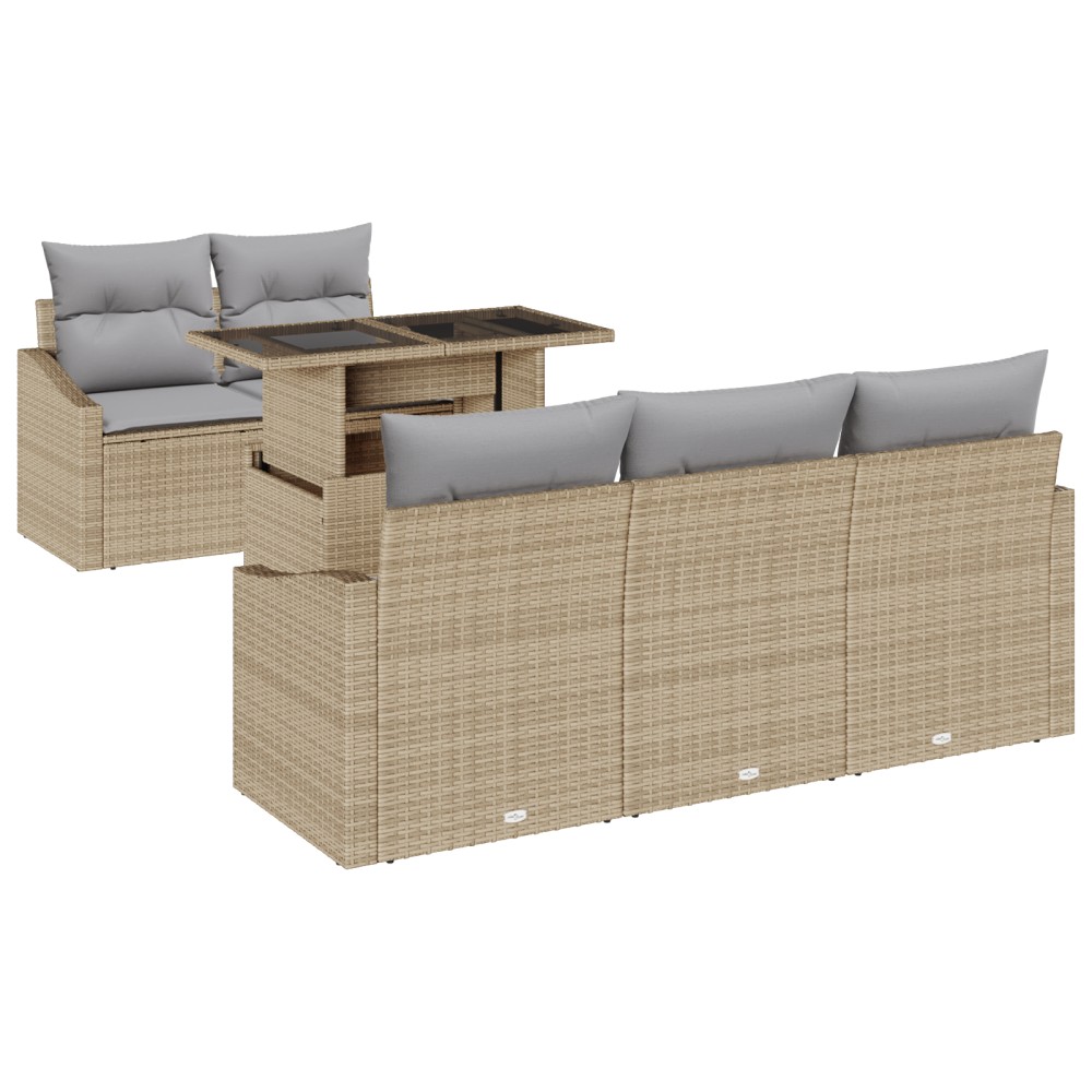 vidaXL Set de canapele pentru grădină 6 pcs bej și gri deschis