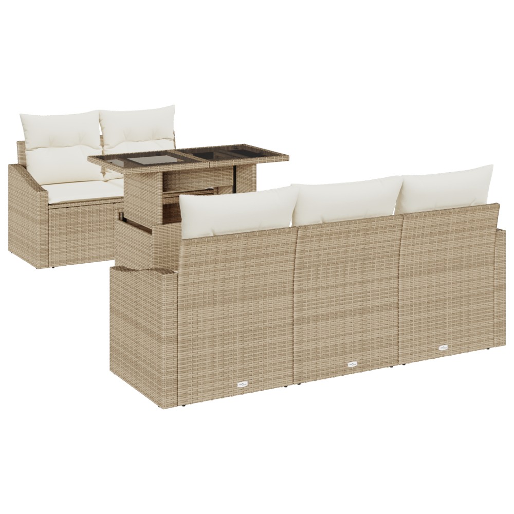 vidaXL Set de canapele pentru grădină cu pernă 6 pcs bej și crem
