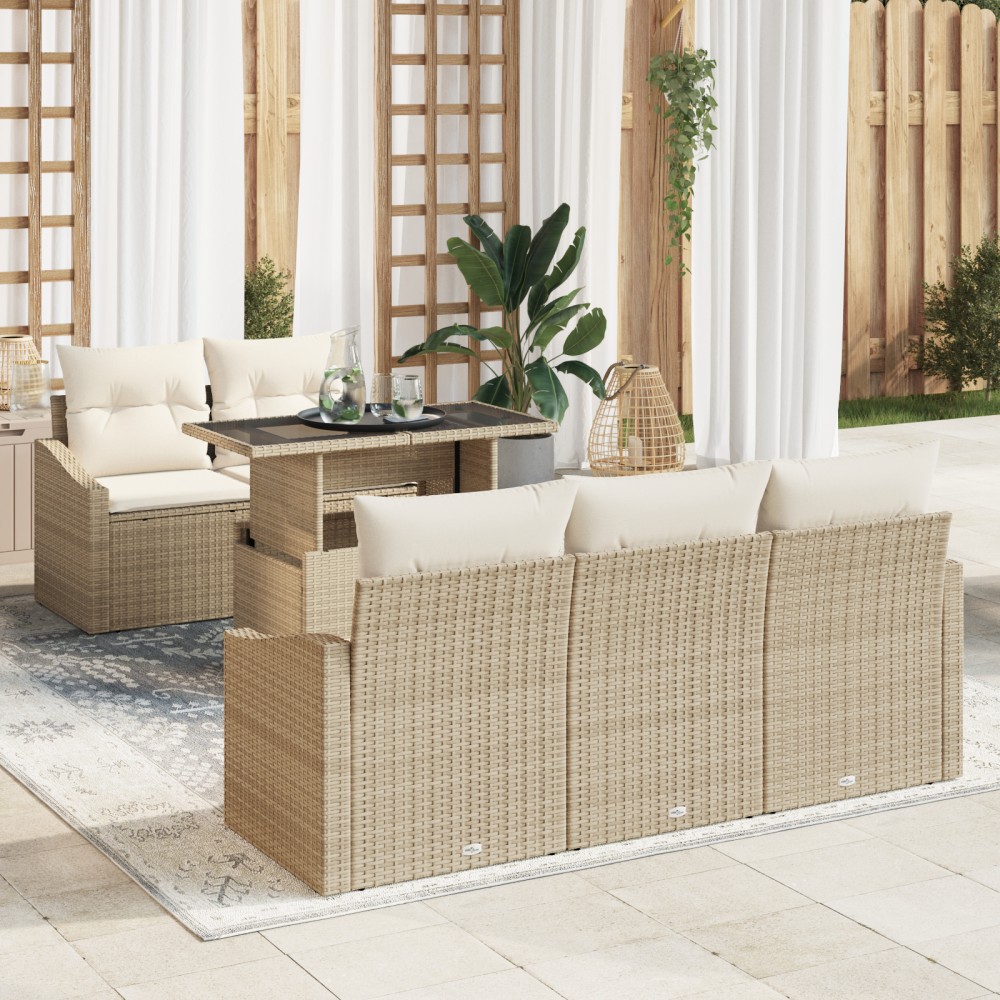 vidaXL Set de canapele pentru grădină cu pernă 6 pcs bej și crem